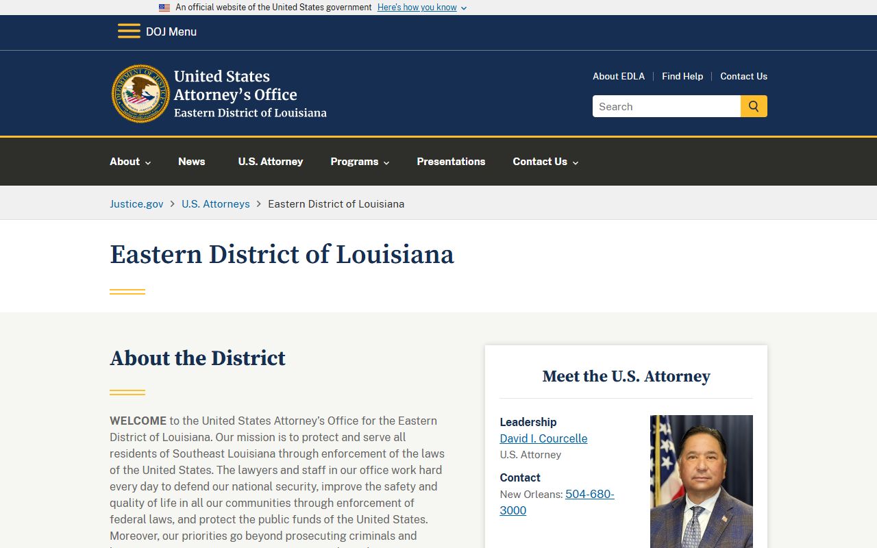 Federal prosecution source for Lafourche Parish arrest records and court charges
