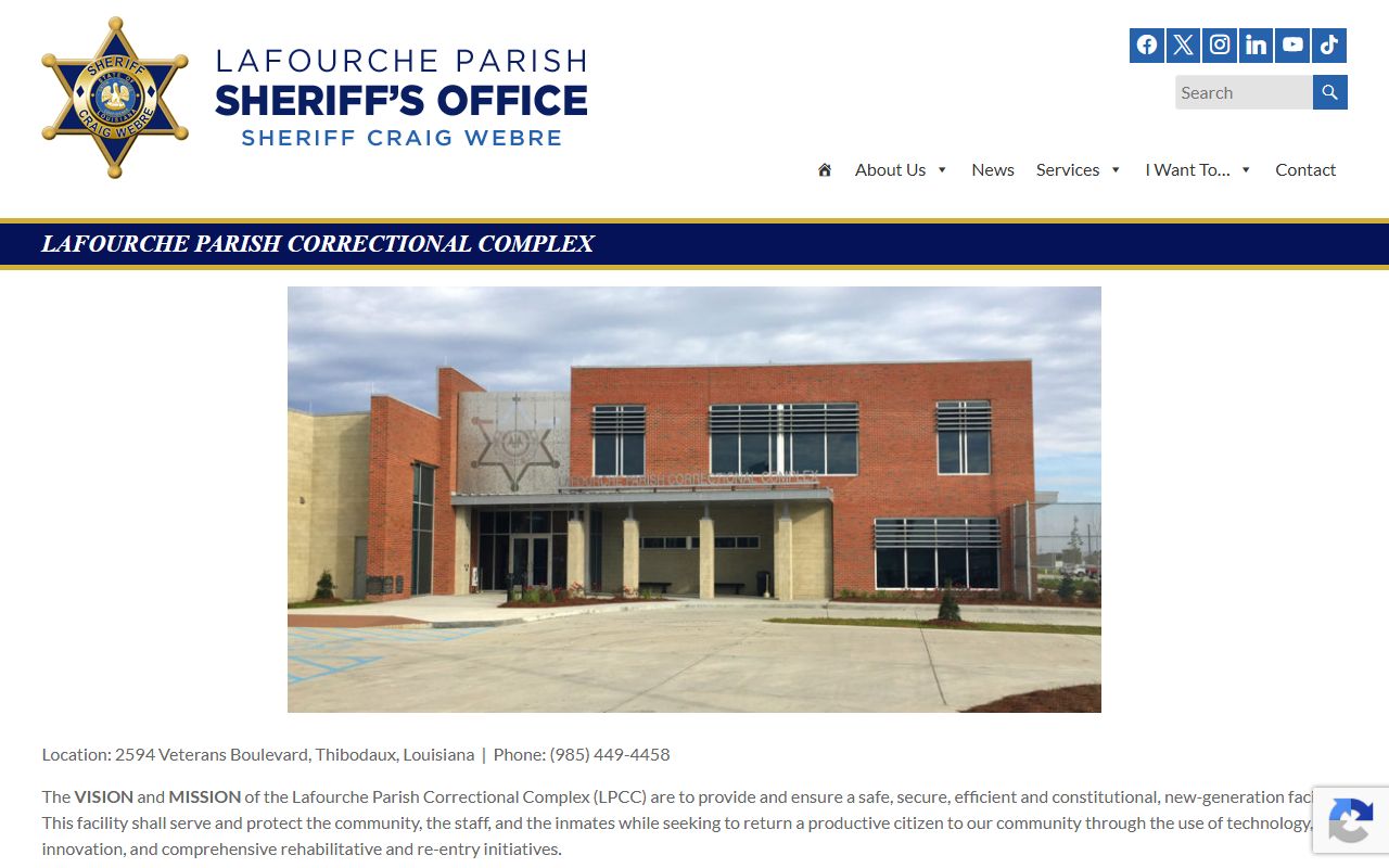 Lafourche Parish arrest records Correctional Complex source