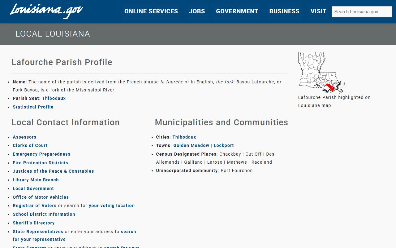 Lafourche Parish court dockets Louisiana local resource page