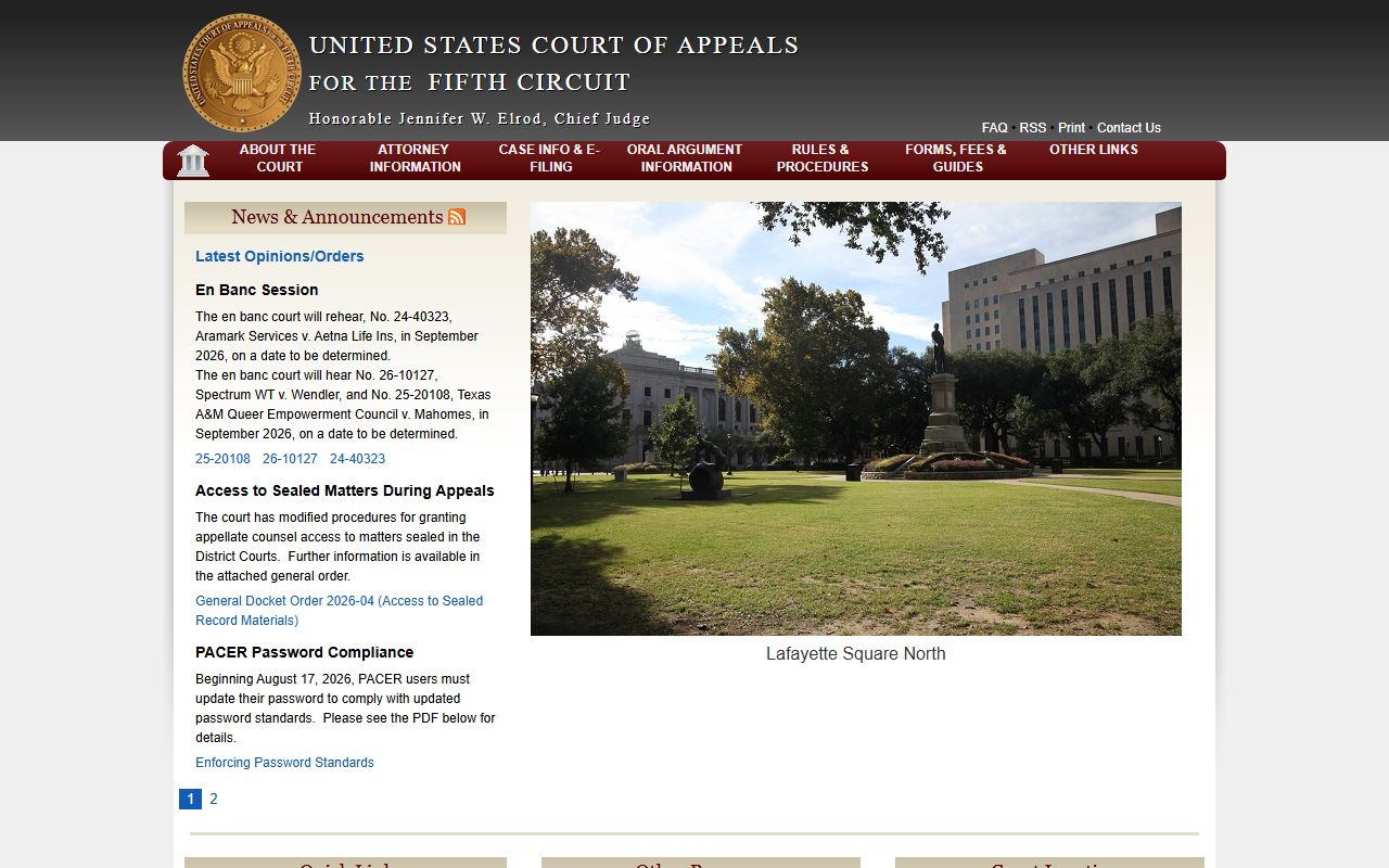 Fifth Circuit appellate docket source for Lafourche Parish court docket users