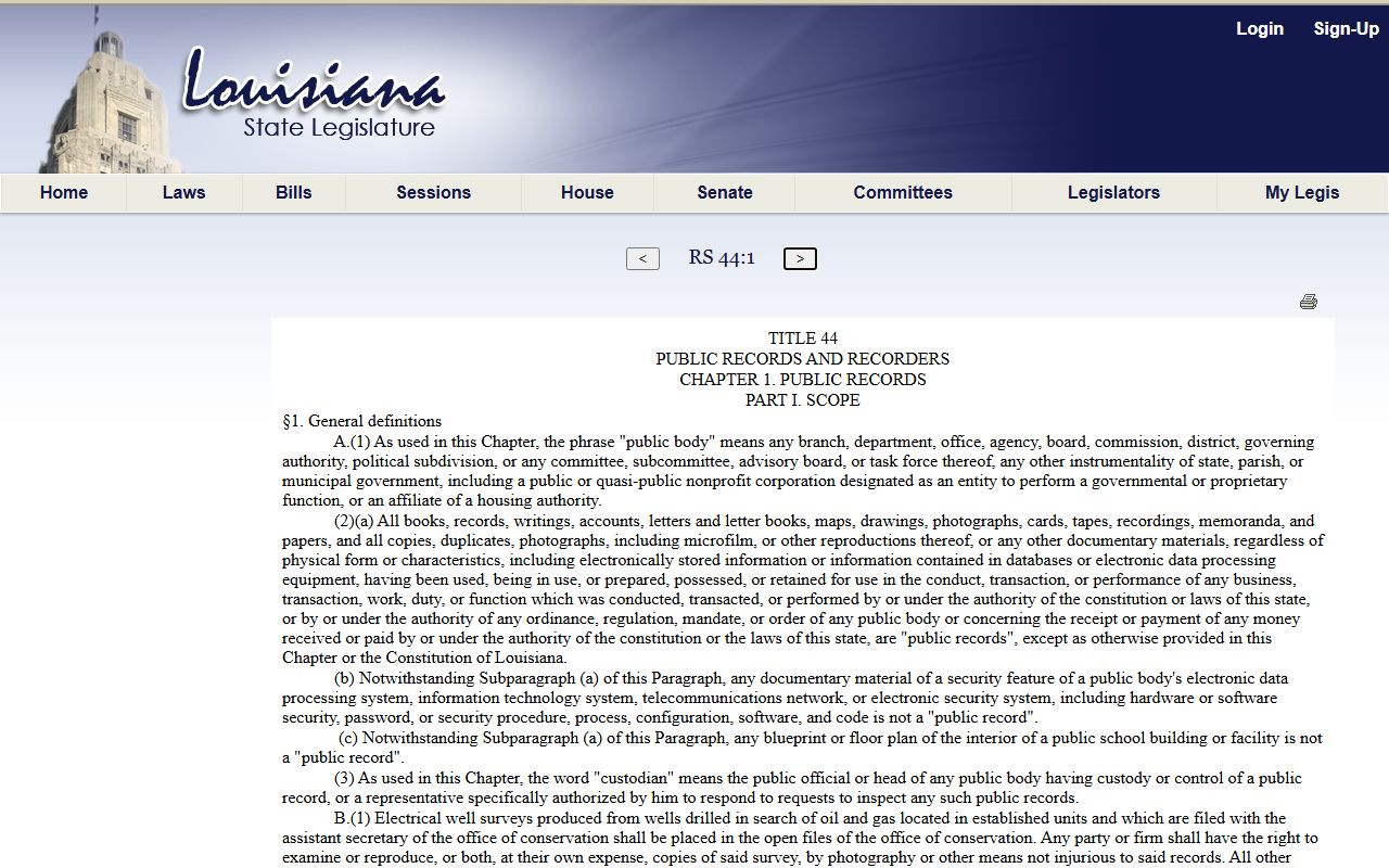 Louisiana public records definitions for Lafourche Parish court records