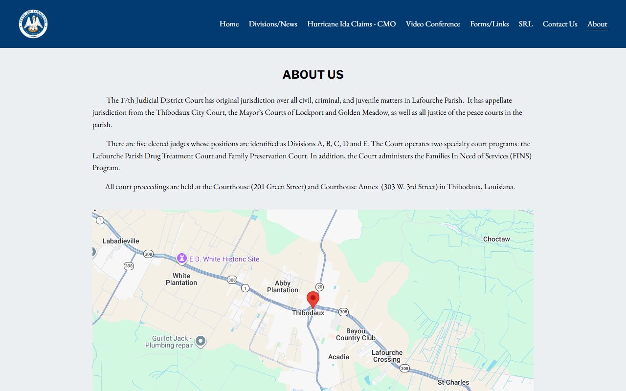 Lafourche Parish District Court jurisdiction and court structure