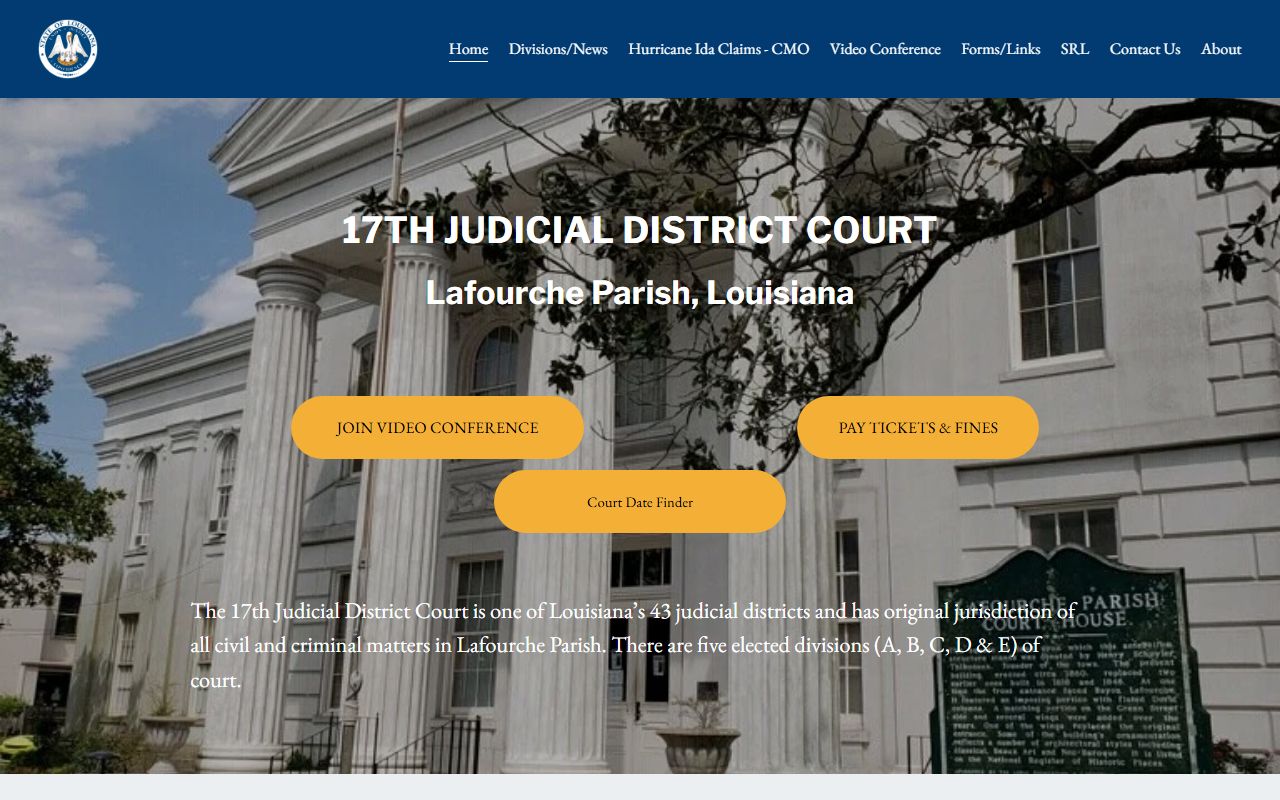 Lafourche Parish court records 17th Judicial District Court homepage