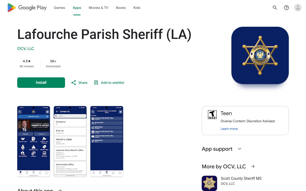 Lafourche Parish inmate records LPSO Google Play app listing