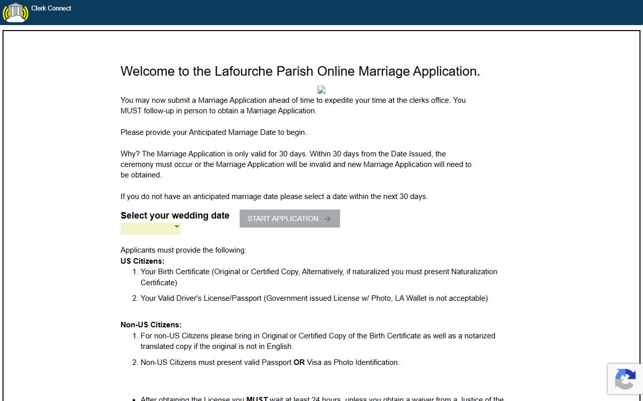 Lafourche Parish marriage records online marriage application