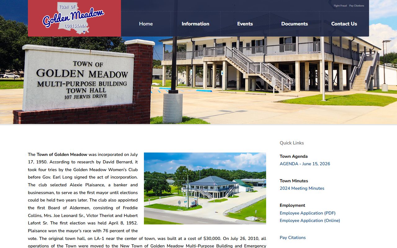 Lafourche Parish traffic court records Golden Meadow town contact